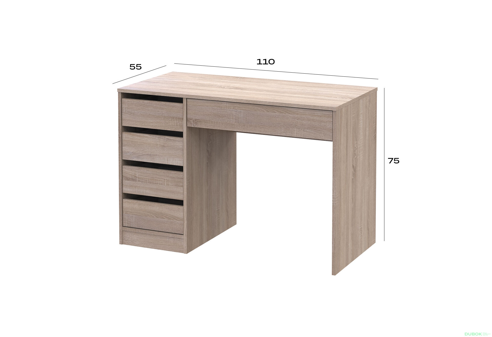 Obrázek 7 - Psací stůl s levou montáží Profi 110 cm dub sonoma