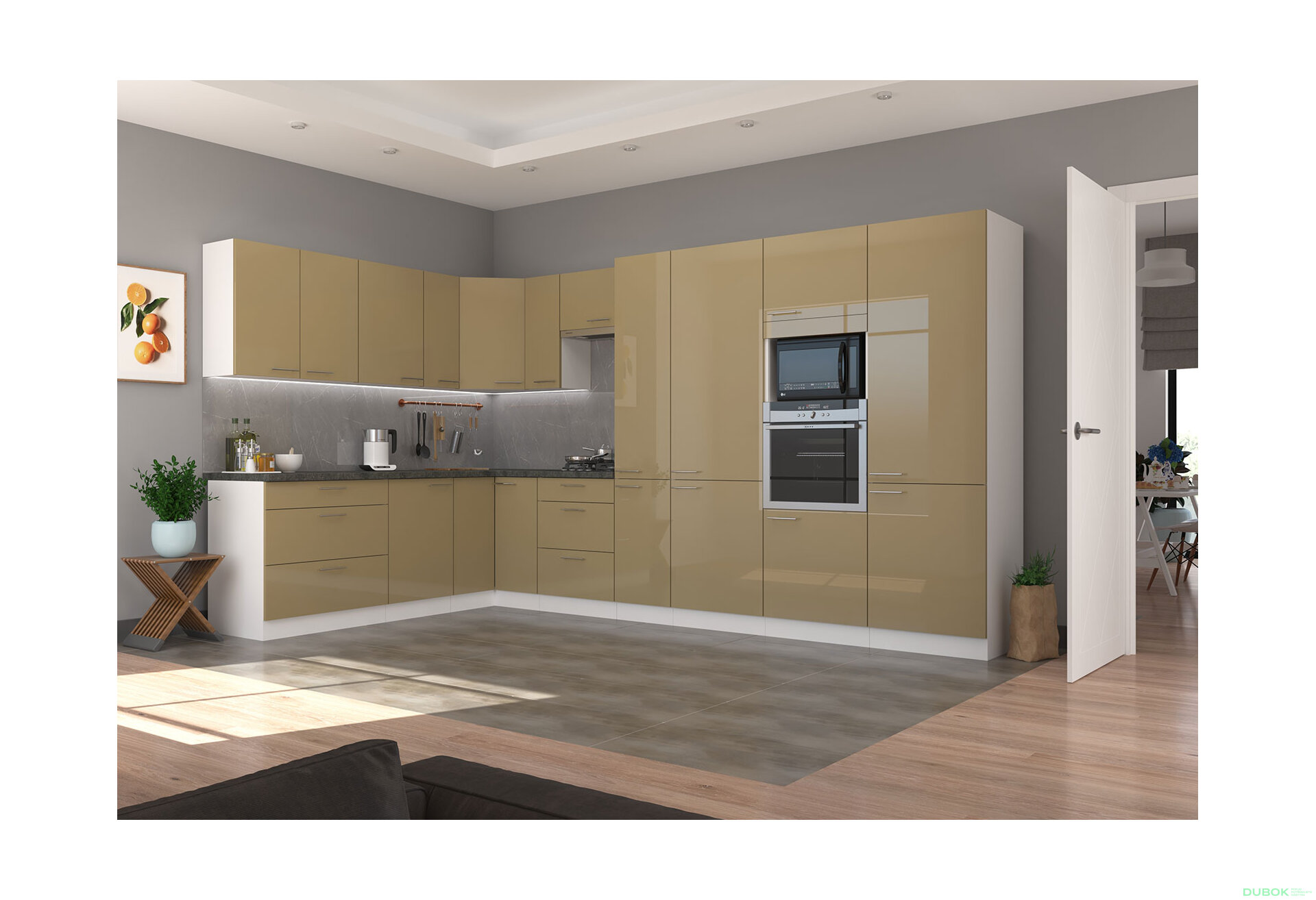 Obrázek 1 - Kuchyňská sestava 2.2x3.7 m Lara bílý / cappuccino lesk