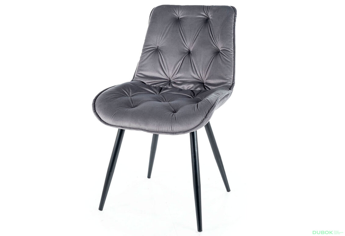 Židle Cherry II Velvet šedý Bluvel 14, matná černá kov