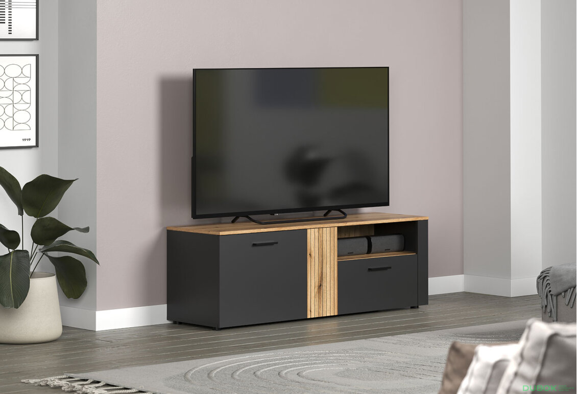 Obrázek 5 - TV stolek 2d1s Esteban grafit / dub evok