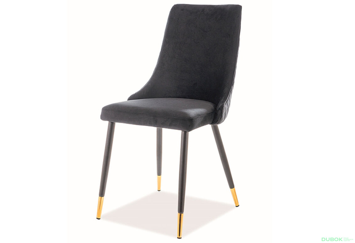 Židle Piano Velvet černý Bluvel 19, kov černý / zlatý