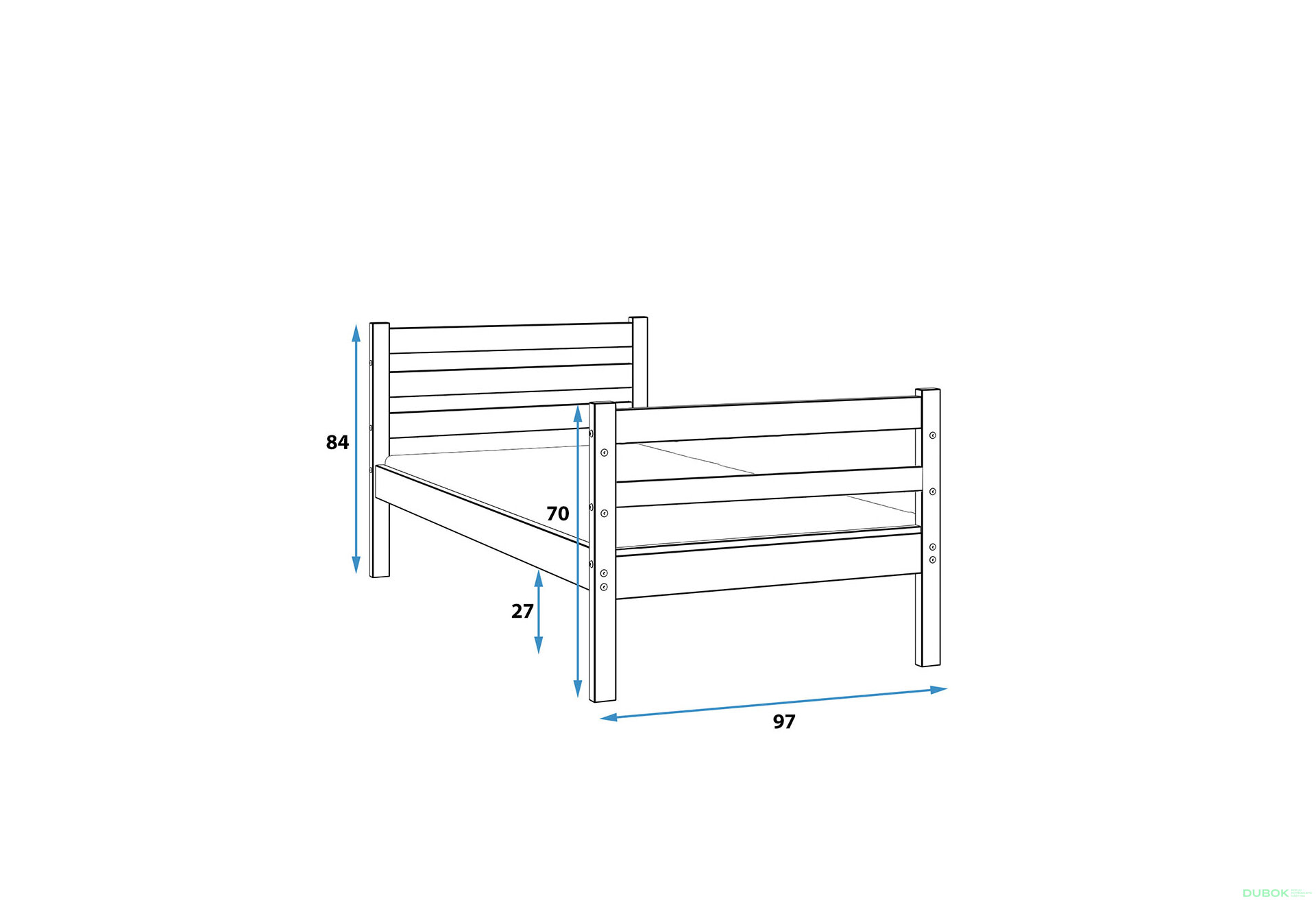 Obrázek 6 - Patrová postel Eryk borovice 90x200 cm s roštem, matrací