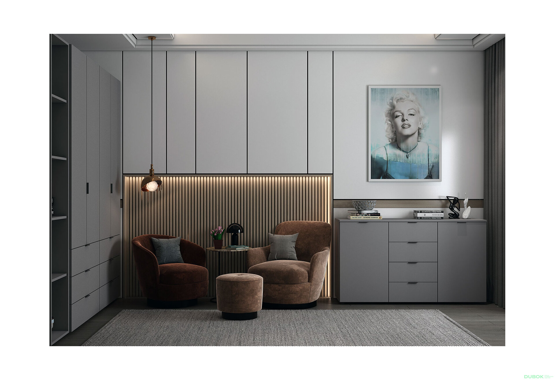 Obrázek 5 - Komoda s dvířky a 4 zásuvkami Ron 5 140 cm Grafit