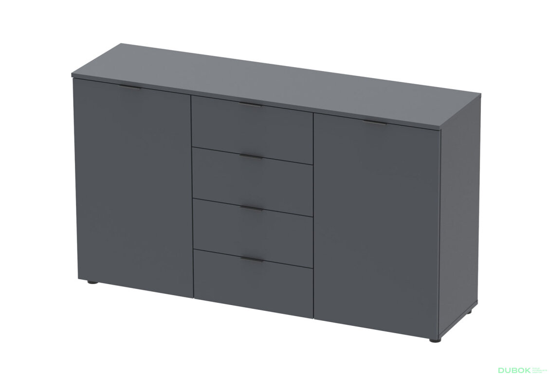 Obrázek 3 - Komoda s dvířky a 4 zásuvkami Ron 5 140 cm Grafit