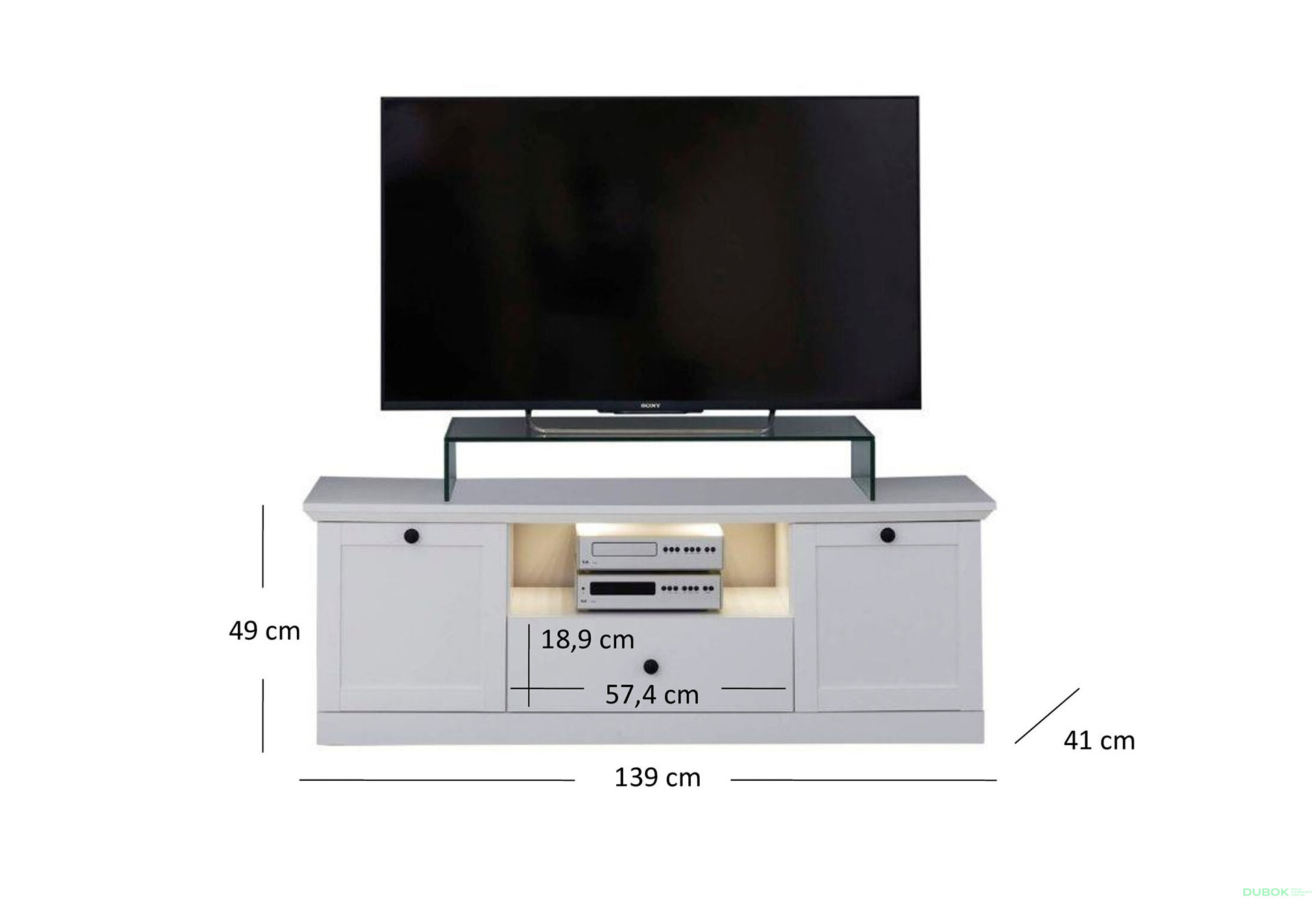 Obrázek 3 - TV stolek 2d1s/140 bílý Brandson Vystavený kus
