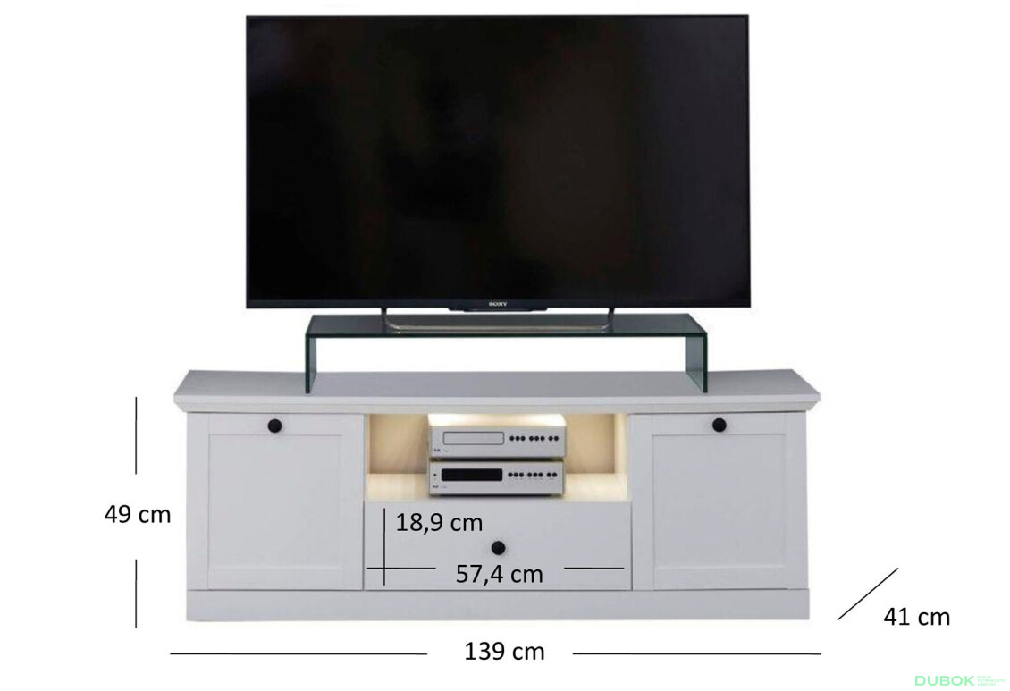 Obrázek 3 - TV stolek 2d1s/140 bílý Brandson Vystavený kus