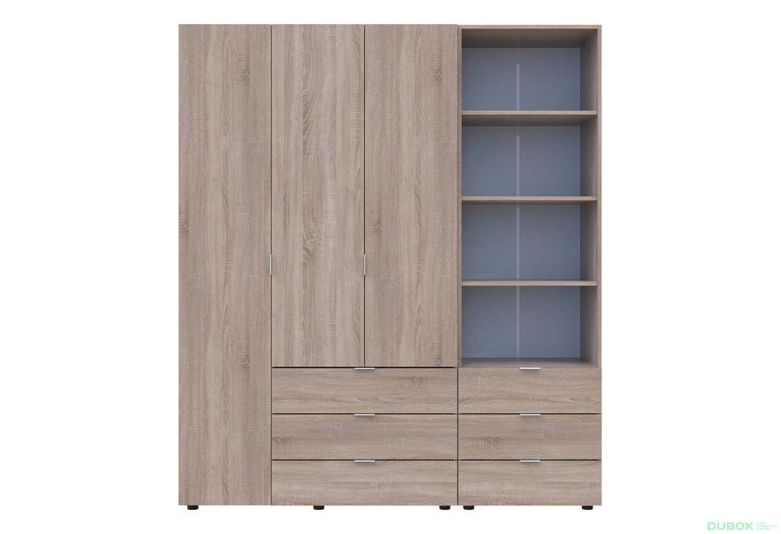 Obrázek 3 - Skříň 3D s regálem se zásuvkami Gelar 176.2 cm dub sonoma