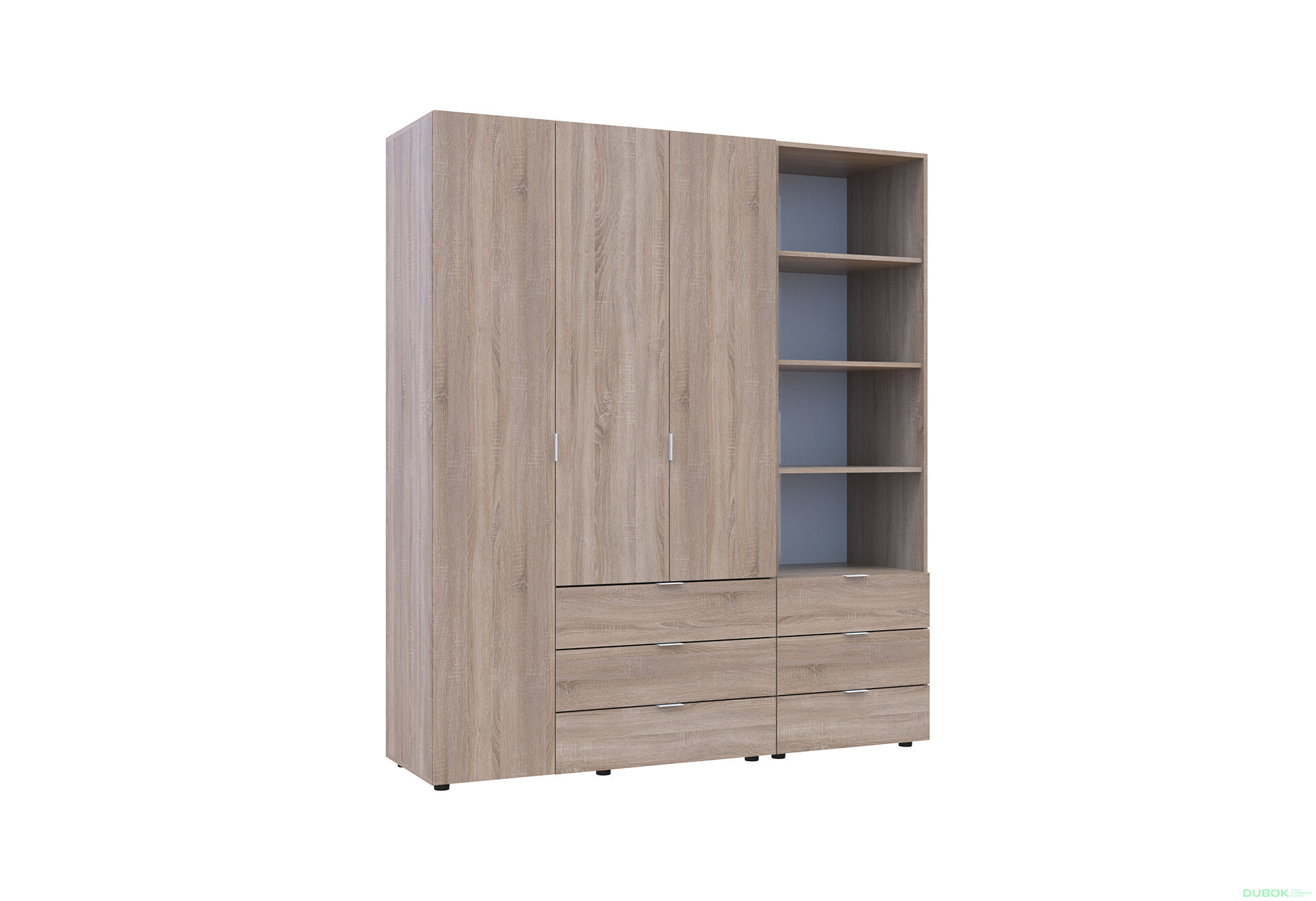 Obrázek 4 - Skříň 3D s regálem se zásuvkami Gelar 176.2 cm dub sonoma