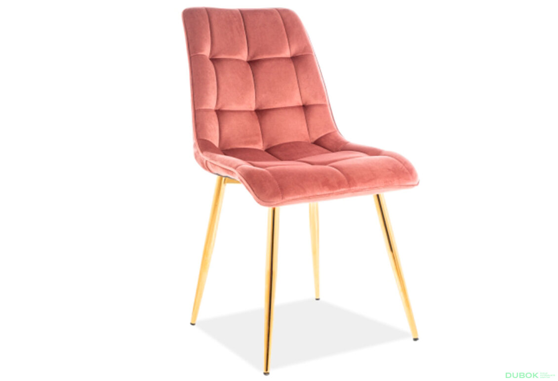 Obrázek 2 - Židle Chic Velvet starorůžová Bluvel 52, zlatý kov