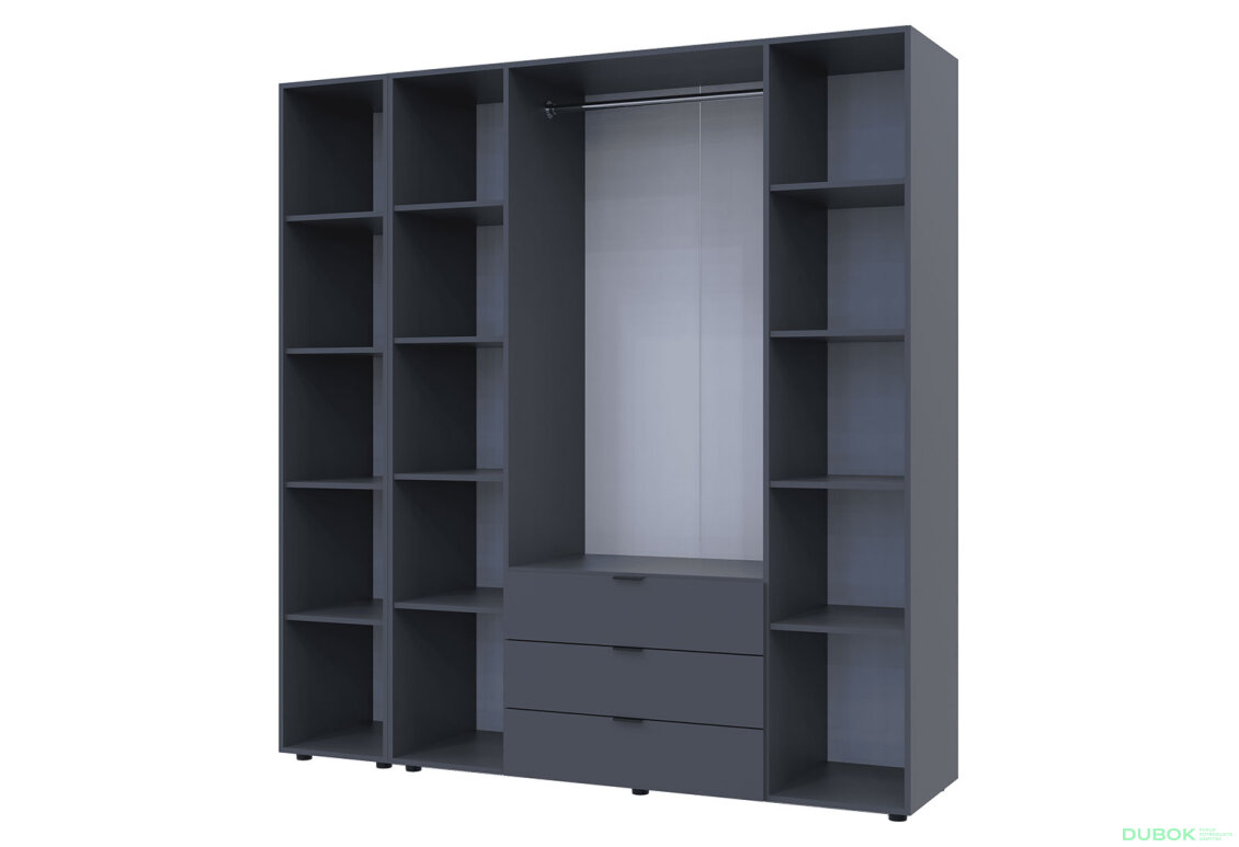 Obrázek 5 - Skříň čtyřdveřová s regálem Gelar 193.2 cm Grafit