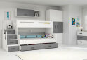 Obrázek 2 - Patrová postel Max 3 bílé / grafit 80x200 / 120x200 + zásuvka, s roštem, matrací