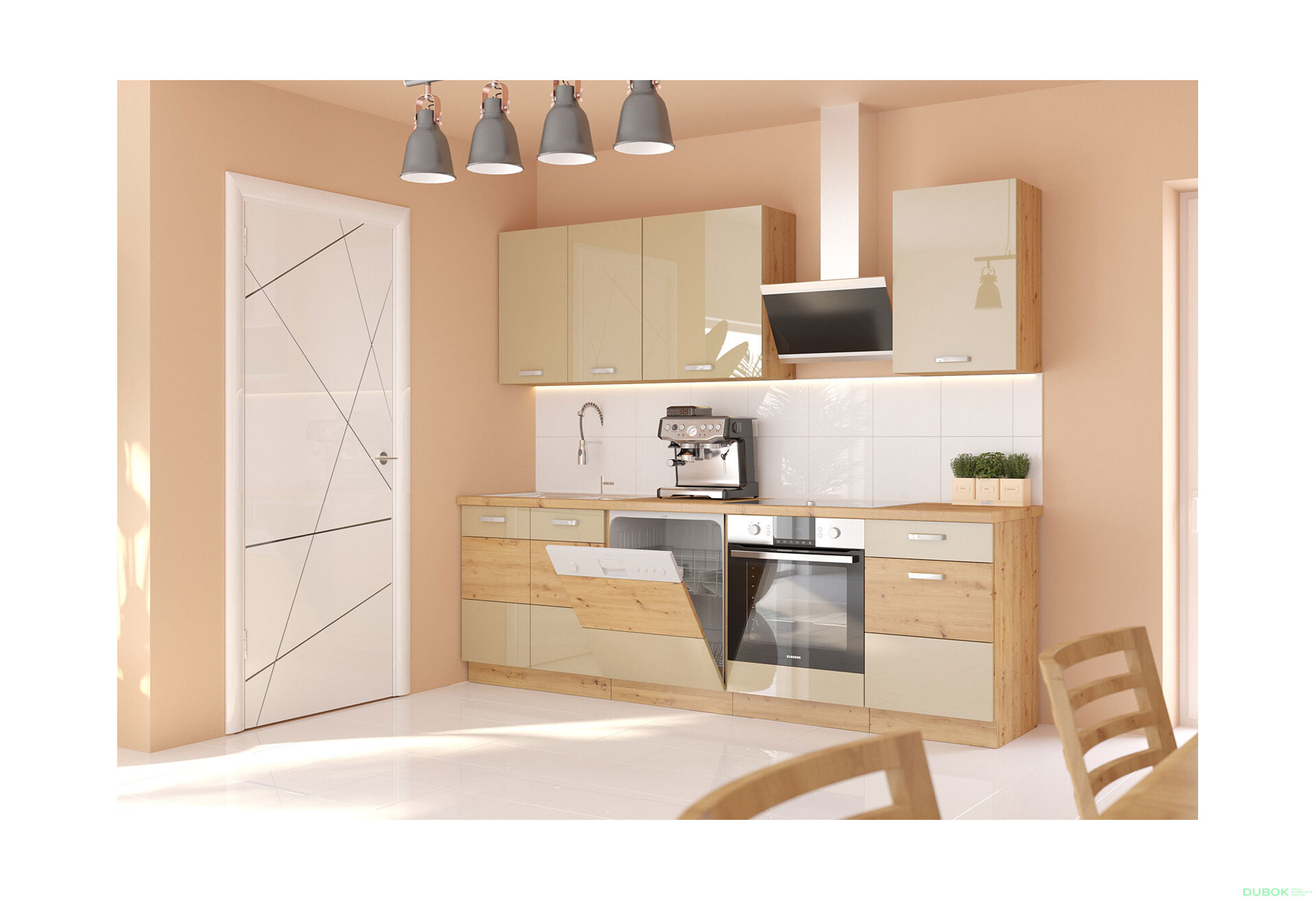 Obrázek 1 - Kuchyňská sestava 2.5 m Artisan / cappuccino lesk
