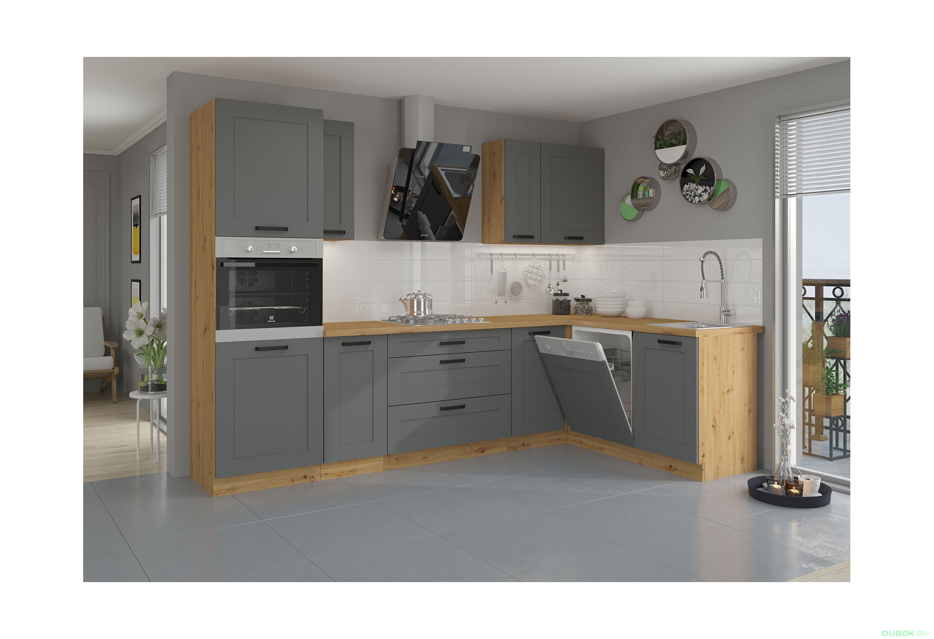 Obrázek 1 - Kuchyňská sestava 2.8x1.7 m Luna artisan / dust grey