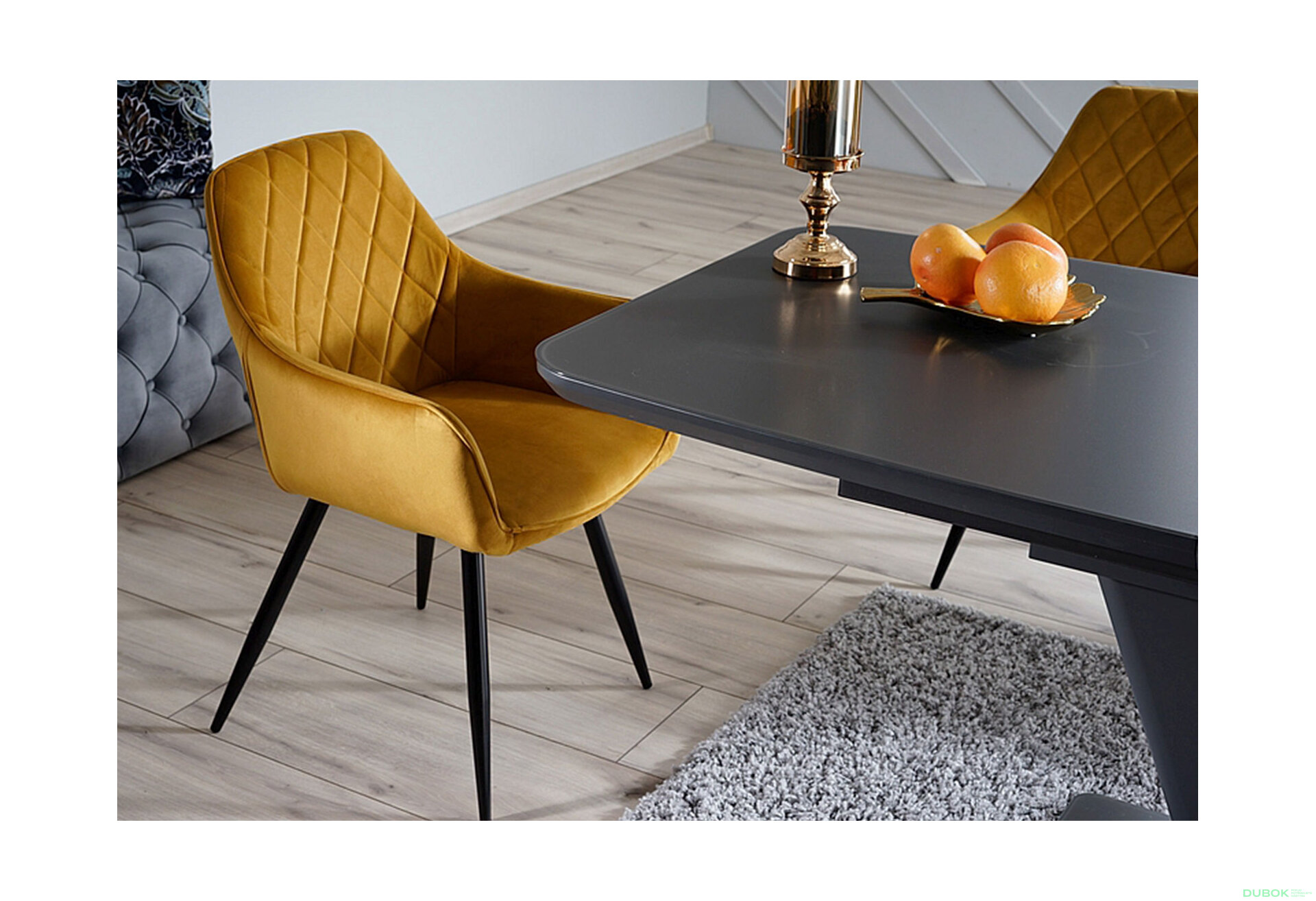 Obrázek 5 - Židle Linea Velvet karí Bluvel 68, kov černá matná