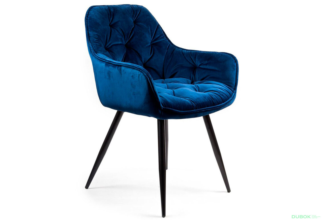 Obrázek 3 - Židle Cherry Velvet tmavě modrá Bluvel 86, matná černá kov