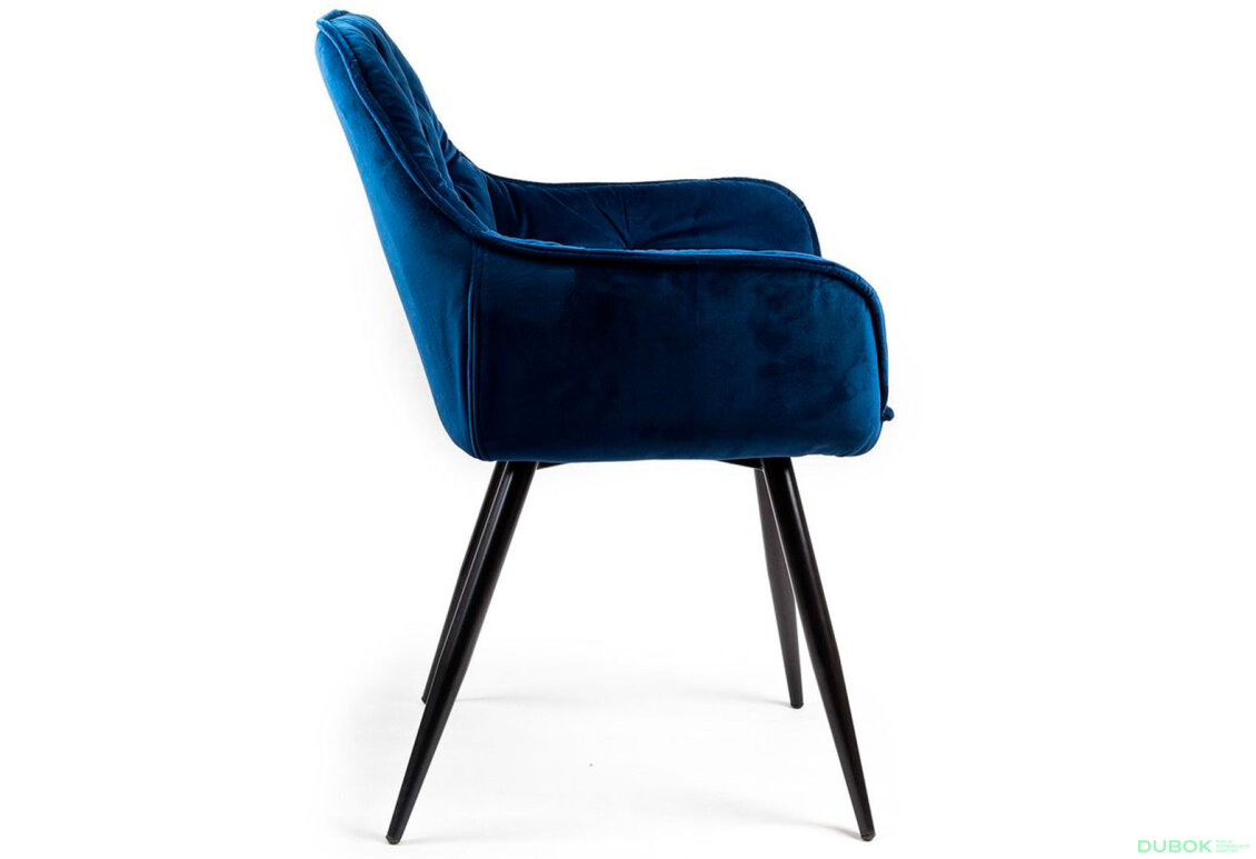 Obrázek 4 - Židle Cherry Velvet tmavě modrá Bluvel 86, matná černá kov
