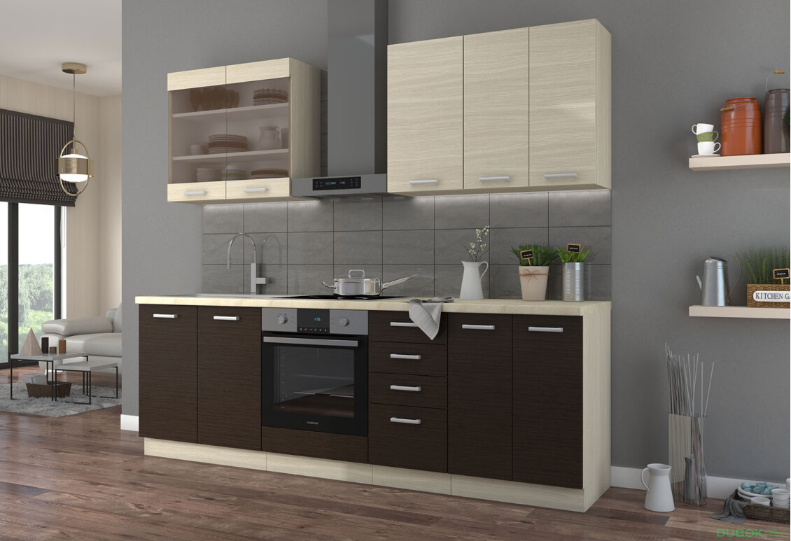 Obrázek 2 - Kuchyňská sestava 2.4 m Chamonix dub ferrara / tmavé legno