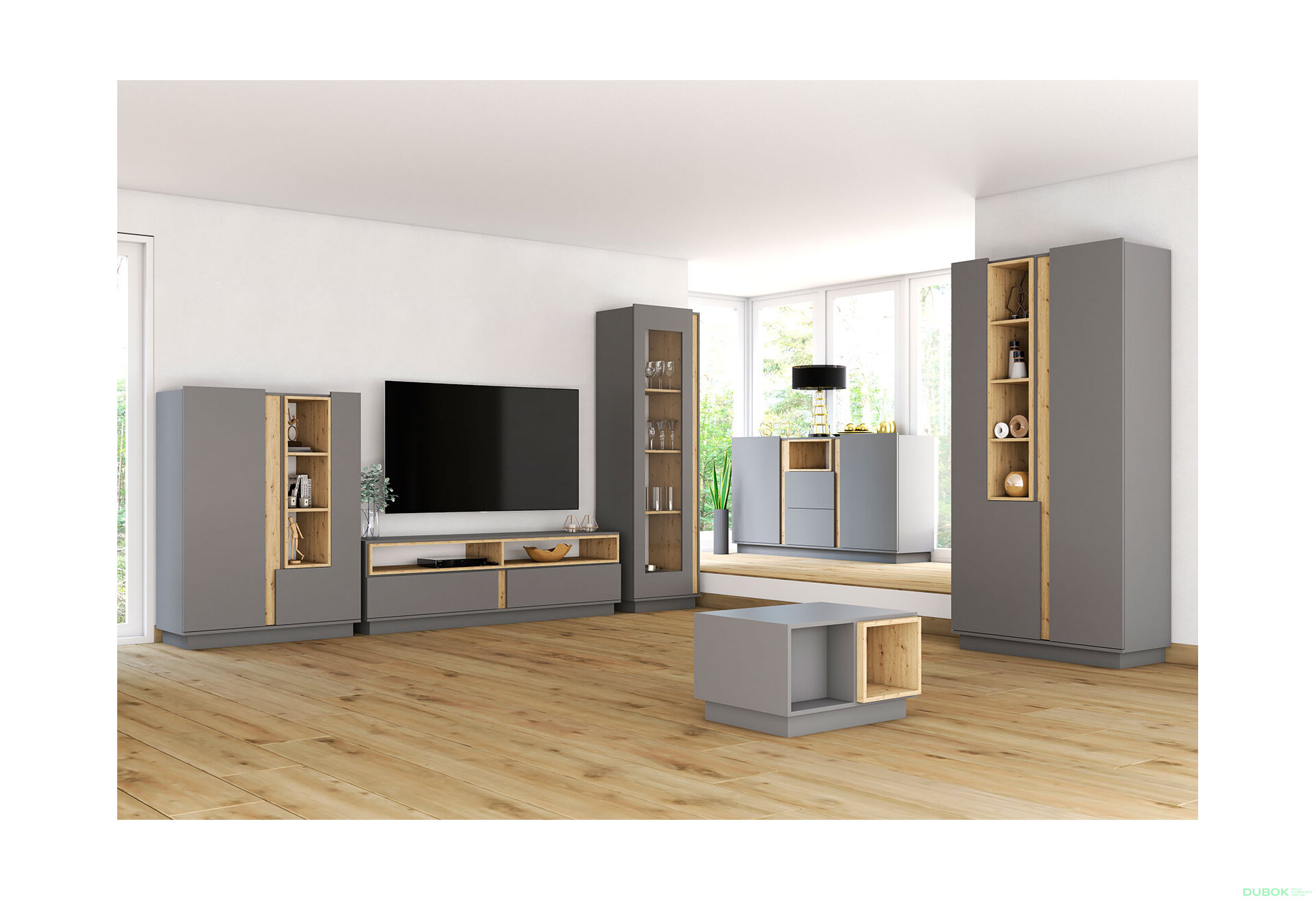 Obrázek 1 - Obývací sestava I bílá, artisan / bílý Grey Idczak meble