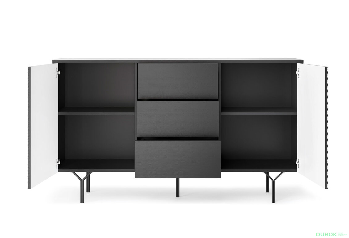 Obrázek 5 - Komoda KSZ144 2D černý + černý noha Raven