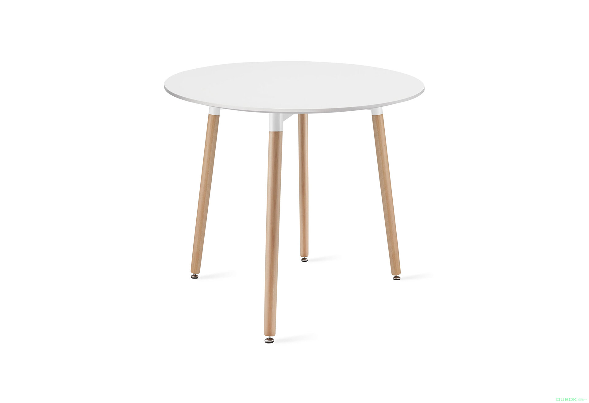 Obrázek 1 - Stůl KAMI Kulatý 80cm - bílý / přírodní nohy