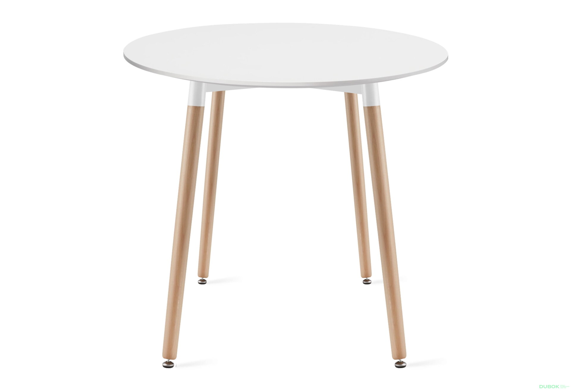 Obrázek 2 - Stůl KAMI Kulatý 80cm - bílý / přírodní nohy
