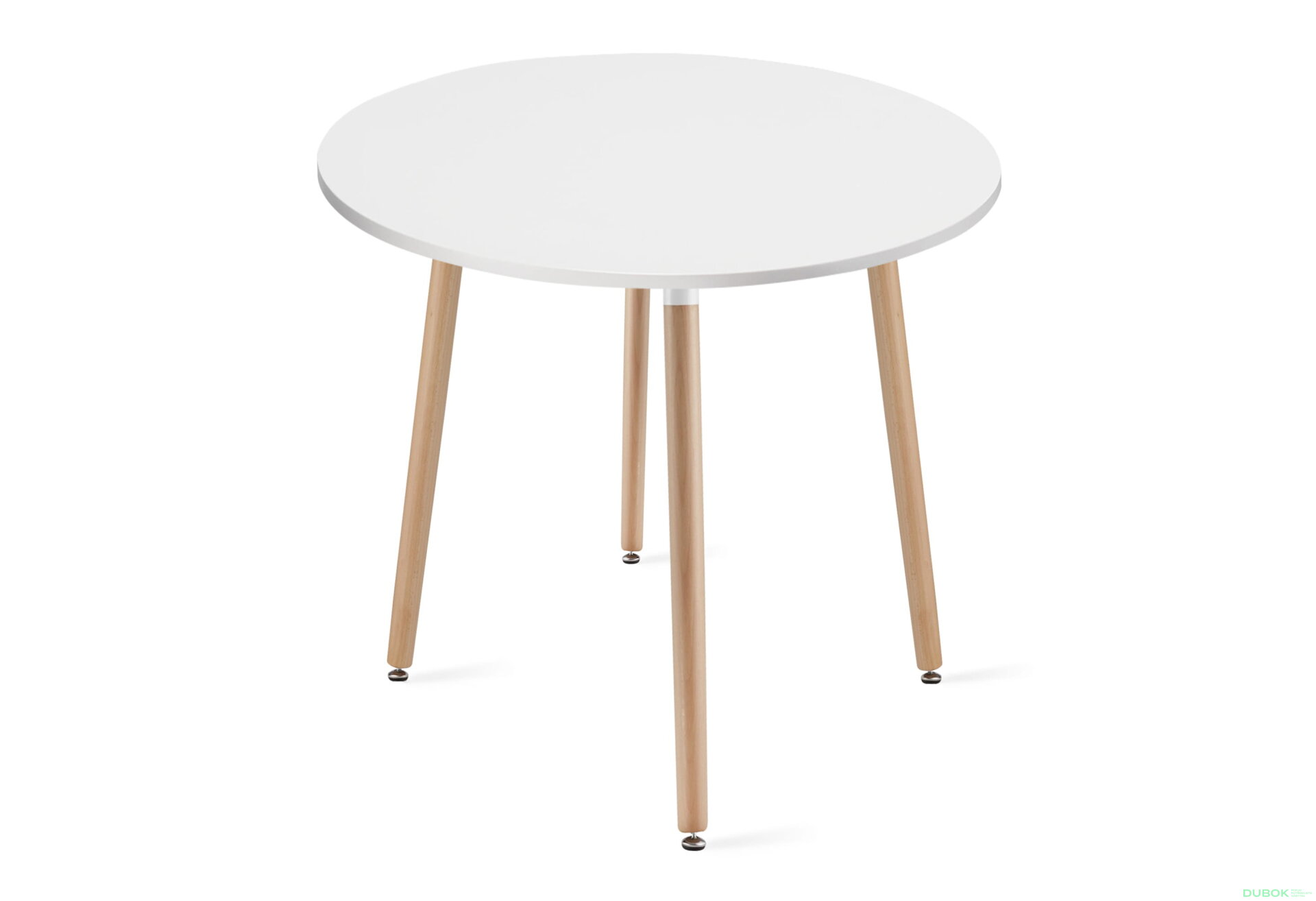Obrázek 3 - Stůl KAMI Kulatý 80cm - bílý / přírodní nohy