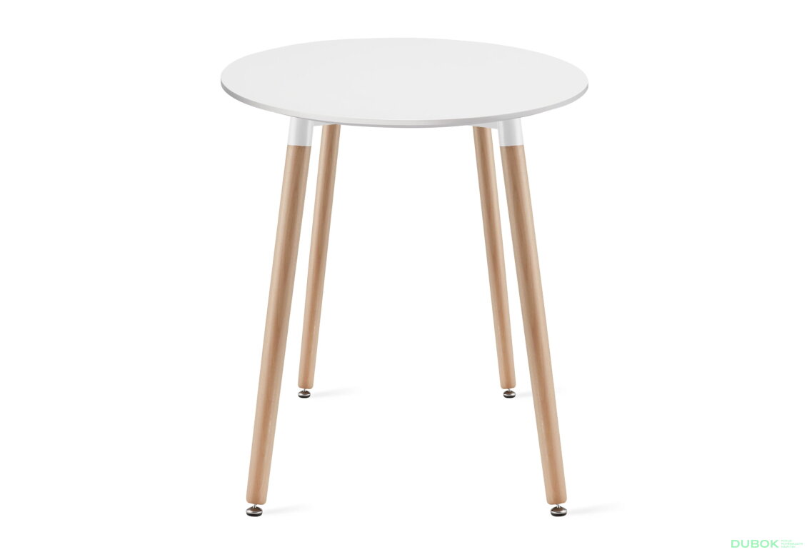 Obrázek 2 - Stůl KAMI Kulatý 60cm - bílý / přírodní nohy