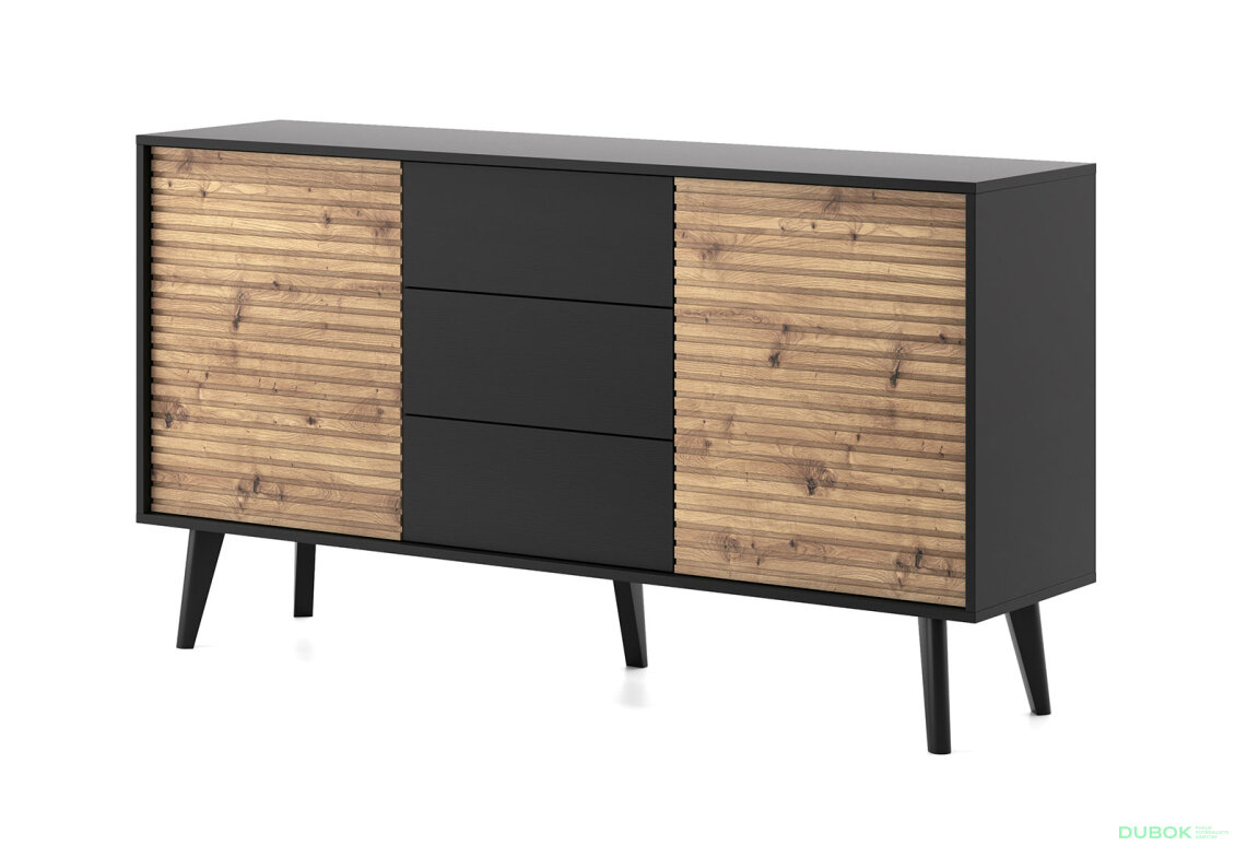 Komoda KSZ154 dub artisan / černý Willow