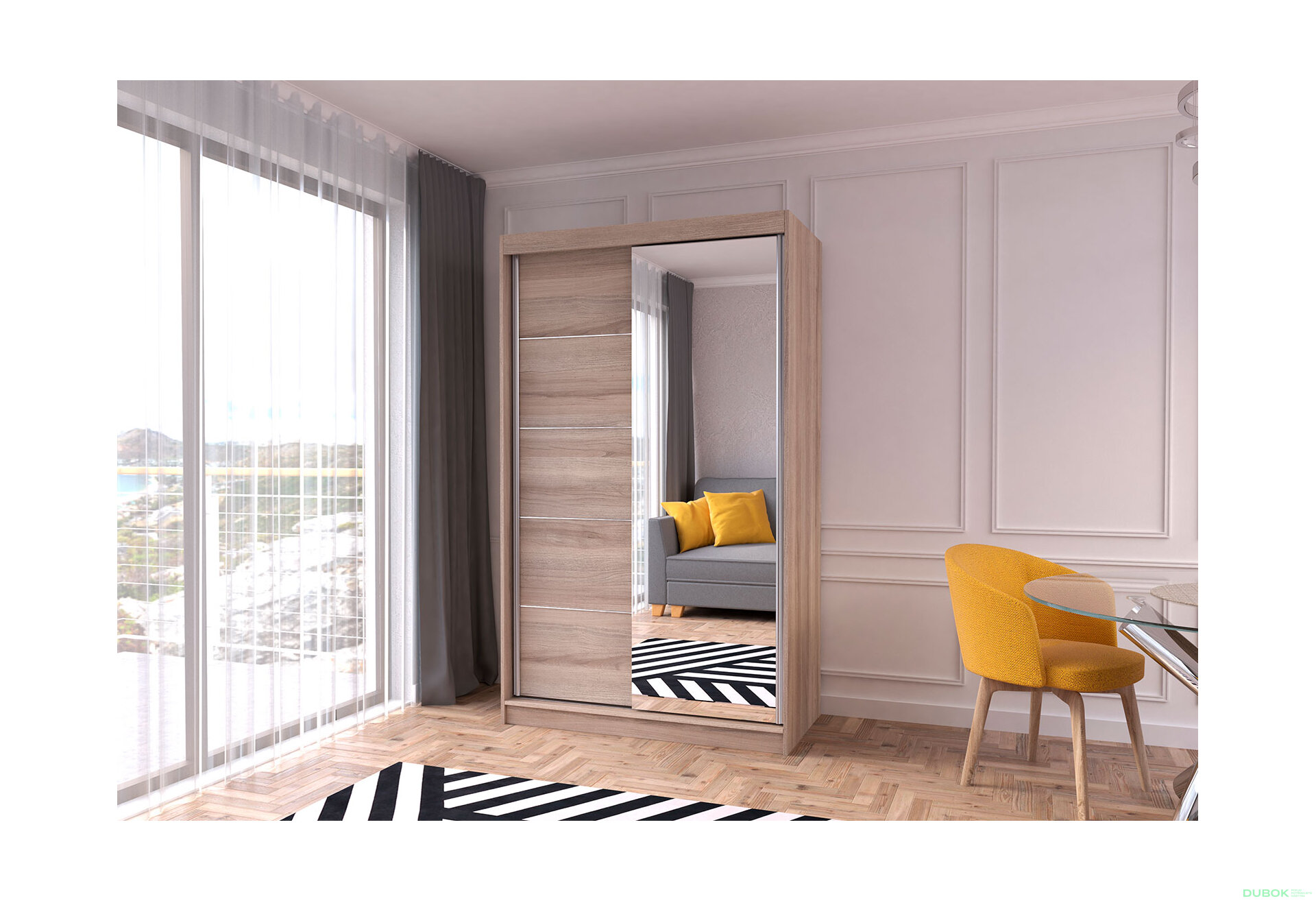 Obrázek 2 - Skříň Neomi 05 se zrcadlem dub sonoma