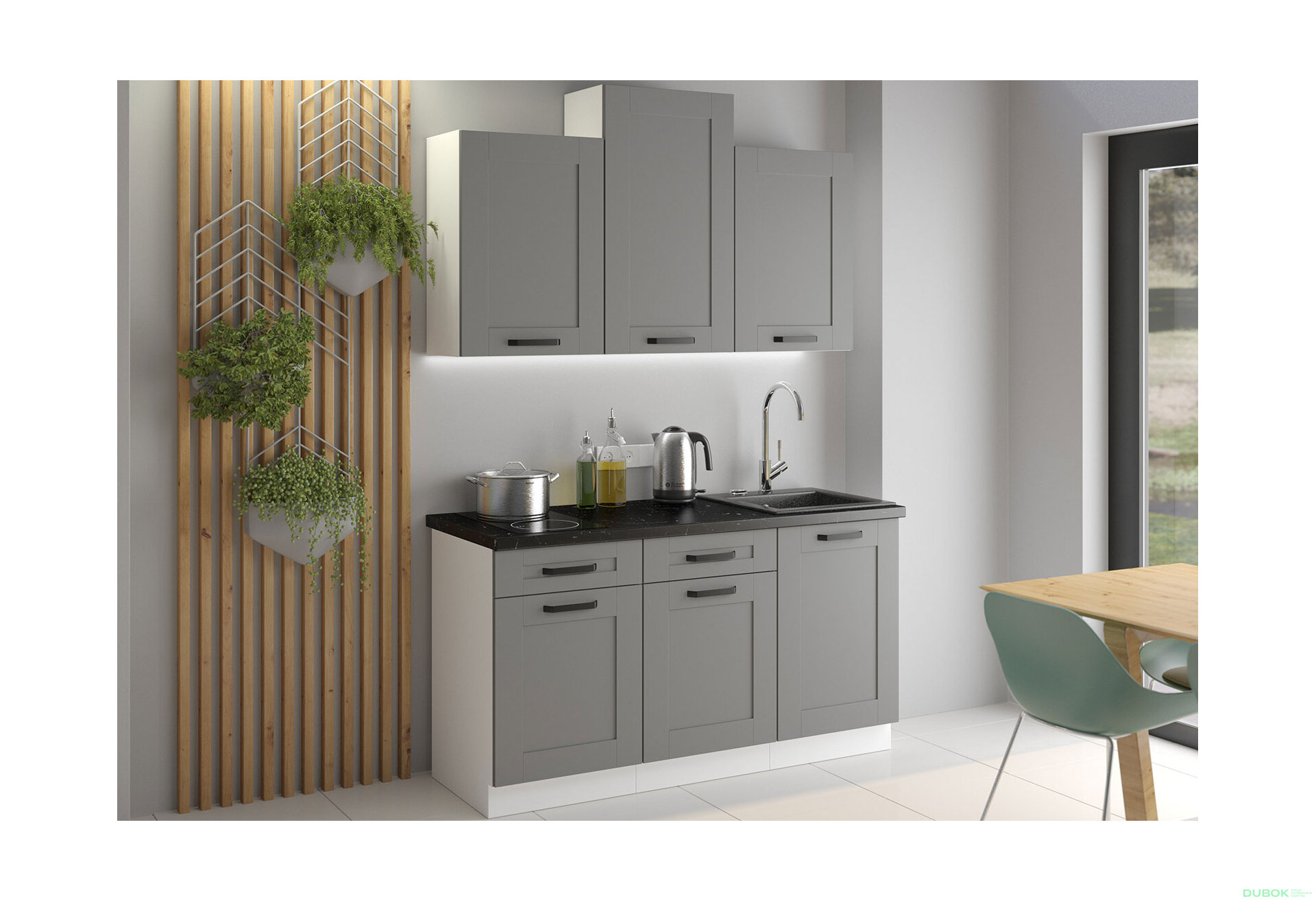 Obrázek 1 - Kuchyňská sestava 1.5 m Luna bílý / dust grey