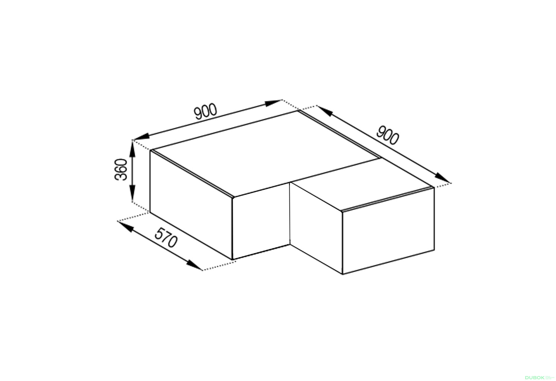Obrázek 1 - Korpus A 90x90 přímý roh (570)