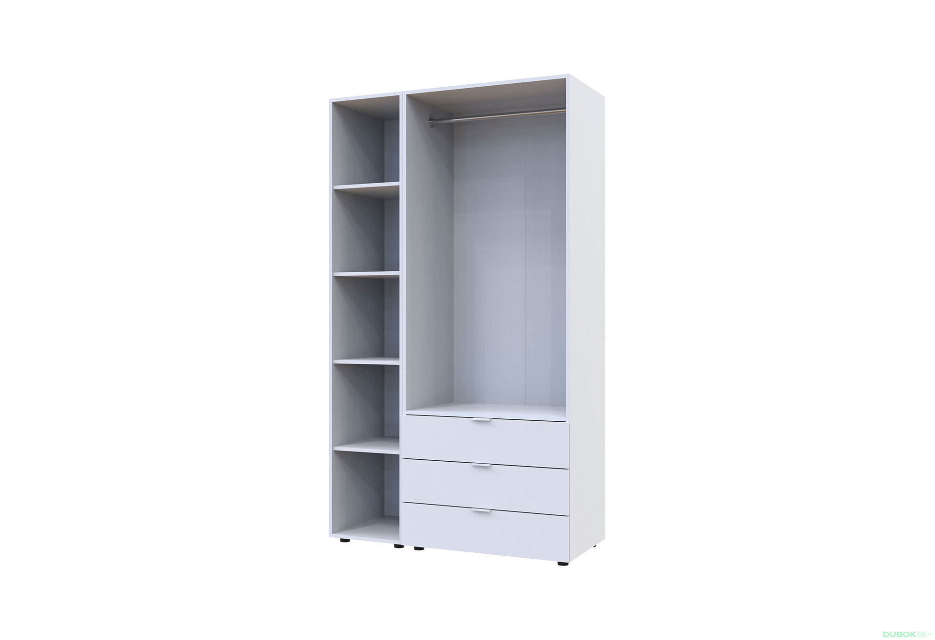 Obrázek 5 - Skříň dvoudveřová s regálem Gelar 115.7 cm Bílá