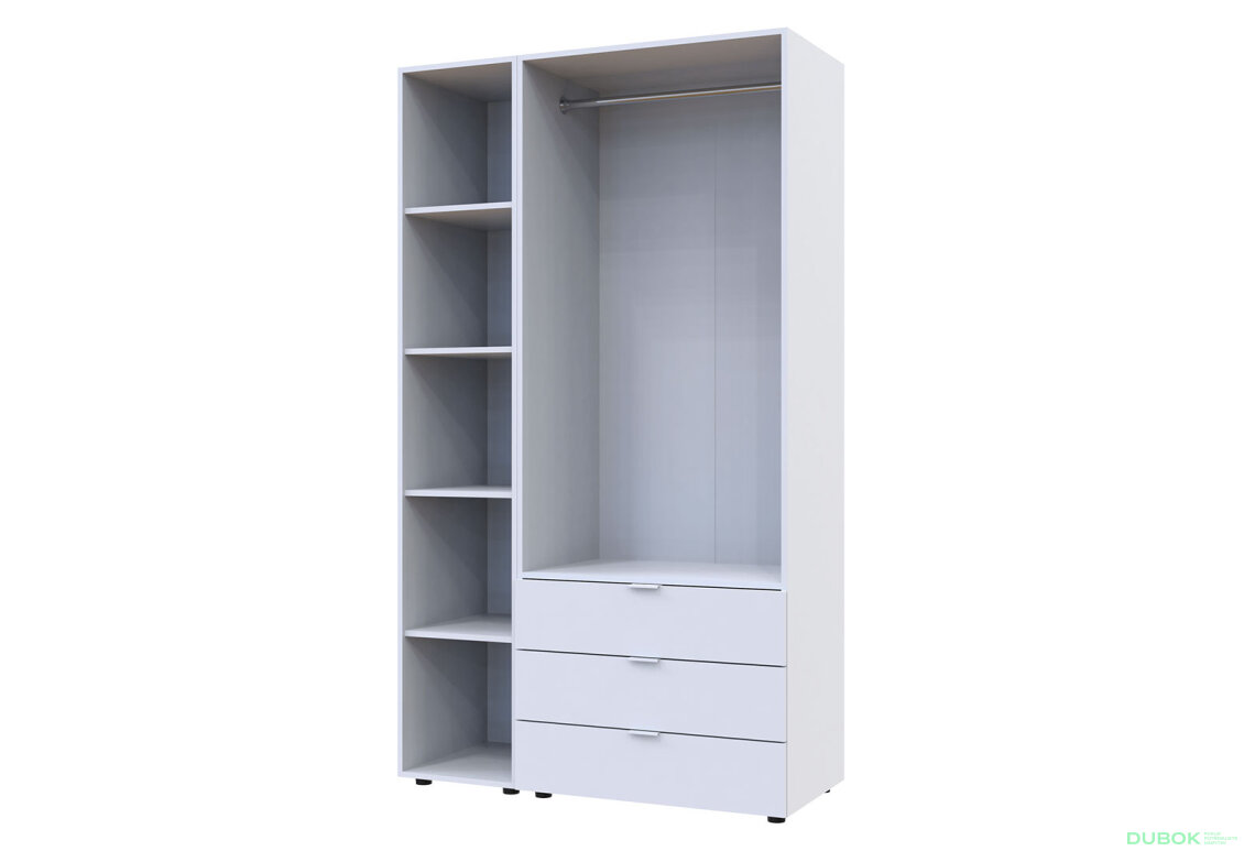 Obrázek 5 - Skříň dvoudveřová s regálem Gelar 115.7 cm Bílá