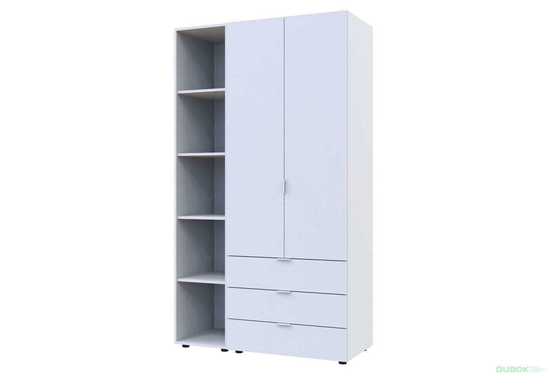 Obrázek 4 - Skříň dvoudveřová s regálem Gelar 115.7 cm Bílá