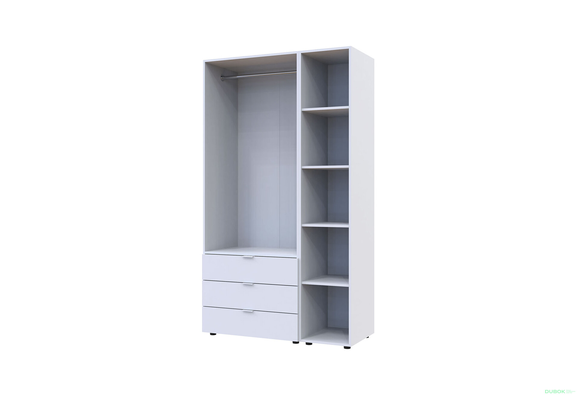 Obrázek 6 - Skříň dvoudveřová s regálem Gelar 115.7 cm Bílá
