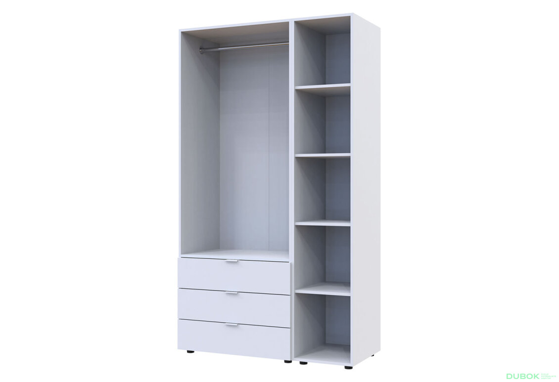 Obrázek 6 - Skříň dvoudveřová s regálem Gelar 115.7 cm Bílá