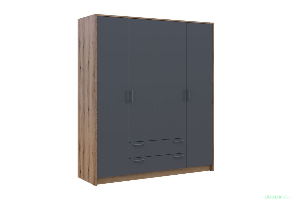 Obrázek 4 - Skříň Rondi 4D dub artisan / grafit 160x52x195