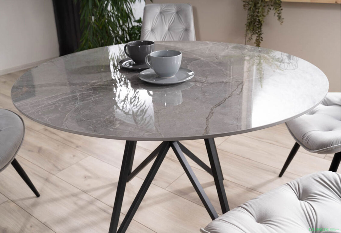 Obrázek 3 - Stůl Murano 120 šedý + 4 židle Cherry II Velvet světle šedý Bluvel 03