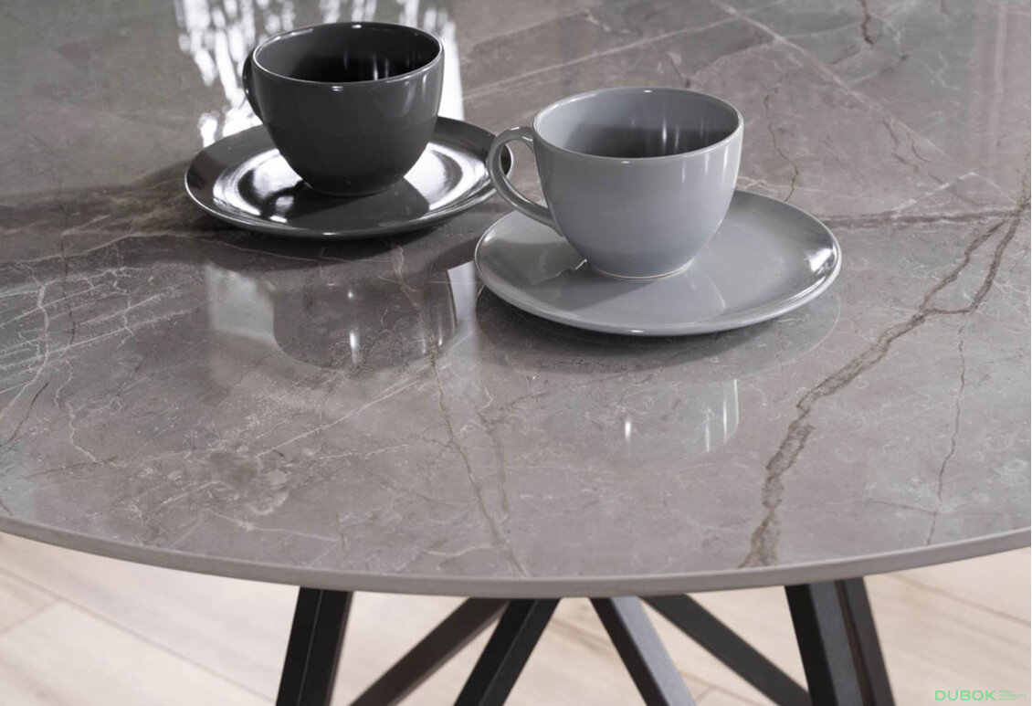 Obrázek 7 - Stůl Murano 120 šedý + 4 židle Cherry II Velvet světle šedý Bluvel 03