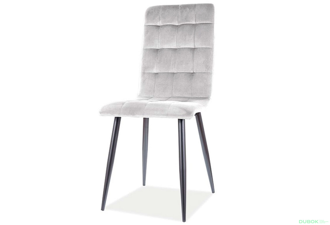 Židle Otto Velvet světle šedý Bluvel 03, kov černá matná