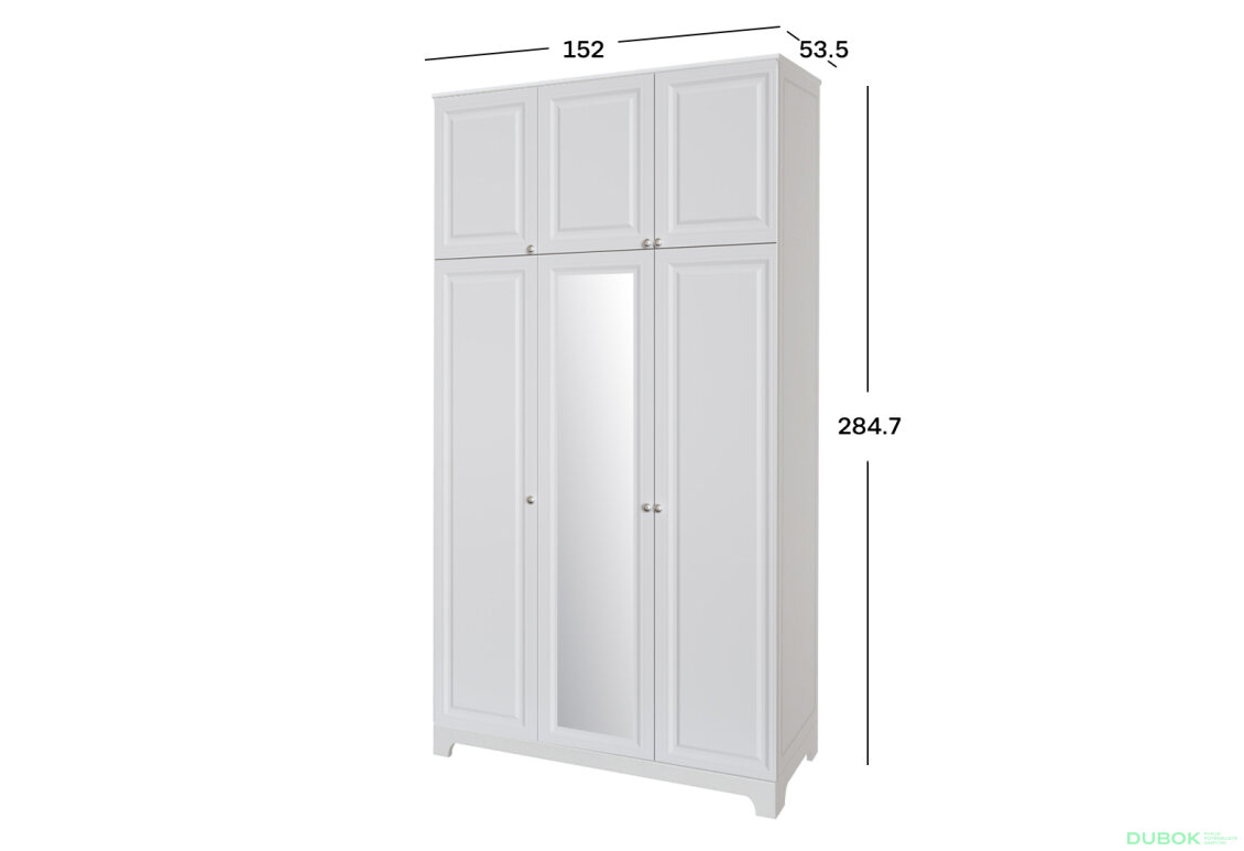 Obrázek 2 - Skříň č. 3 / MDF V.1 + Zrcadlo V.1 + Vysoká nástavba Madrid