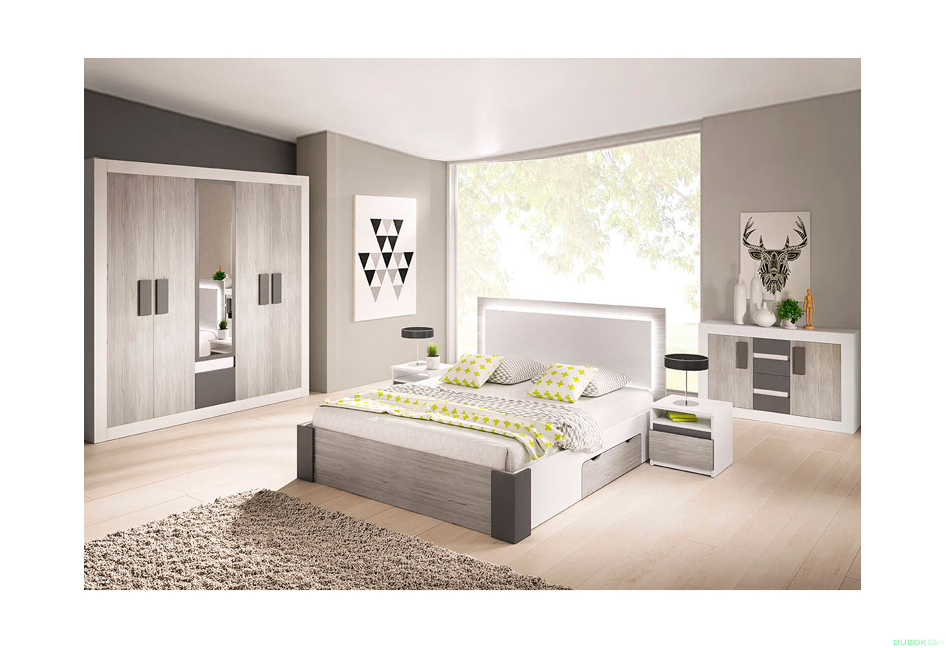 Obrázek 1 - Série do ložnice Ložnice Helios bílý / kathult / grafit