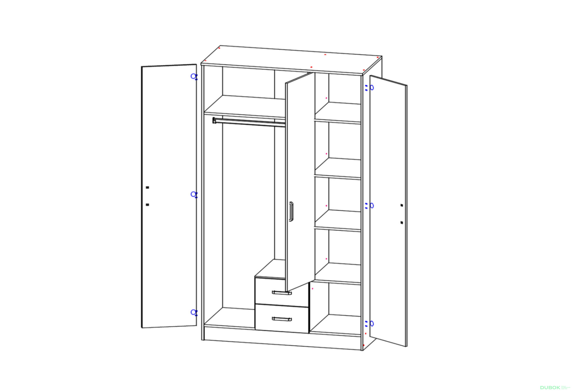Obrázek 3 - Skříň se zrcadlem 3d2s bílá Kami