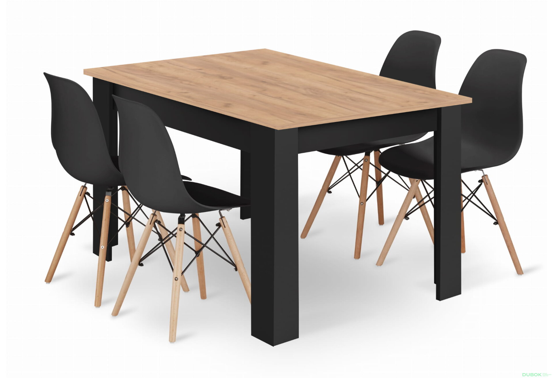 Obrázek 1 - Sada stůl NP 120x80 Craft Černý + 4 židle OSAKA černá