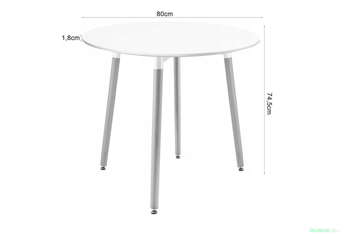 Obrázek 8 - Sada kulatý stůl KAMI 80 cm + 4 židle MARK bílé