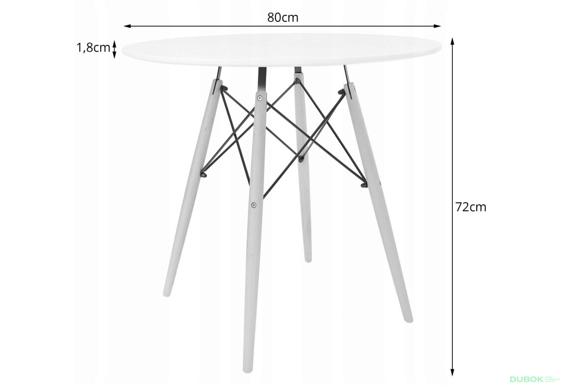 Obrázek 11 - Sada kulatý stůl TODI 80 cm bílý + 4 židle LAGO modré