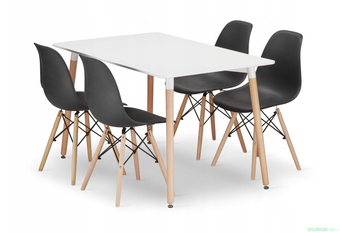 Sada obdélníkový stůl ADRIA 120x80 bílý + 4 židle OSAKA černé
