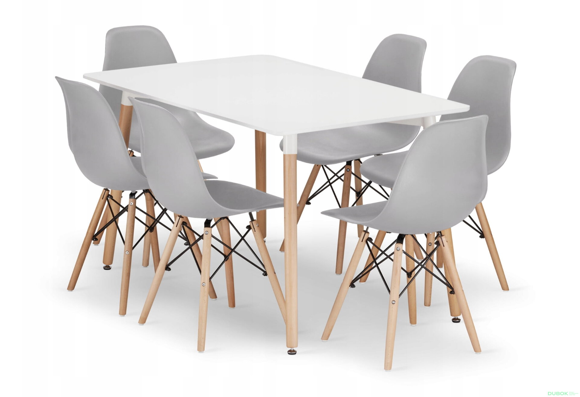 Obrázek 1 - Sada obdélníkový stůl ADRIA 120x80 bílý + 6 židlí OSAKA šedé