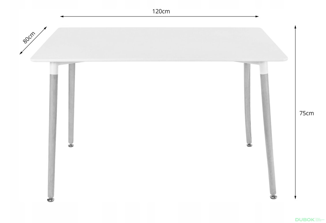 Obrázek 11 - Sada obdélníkový stůl ADRIA 120x80 bílý + 4 židle LAGO zelené
