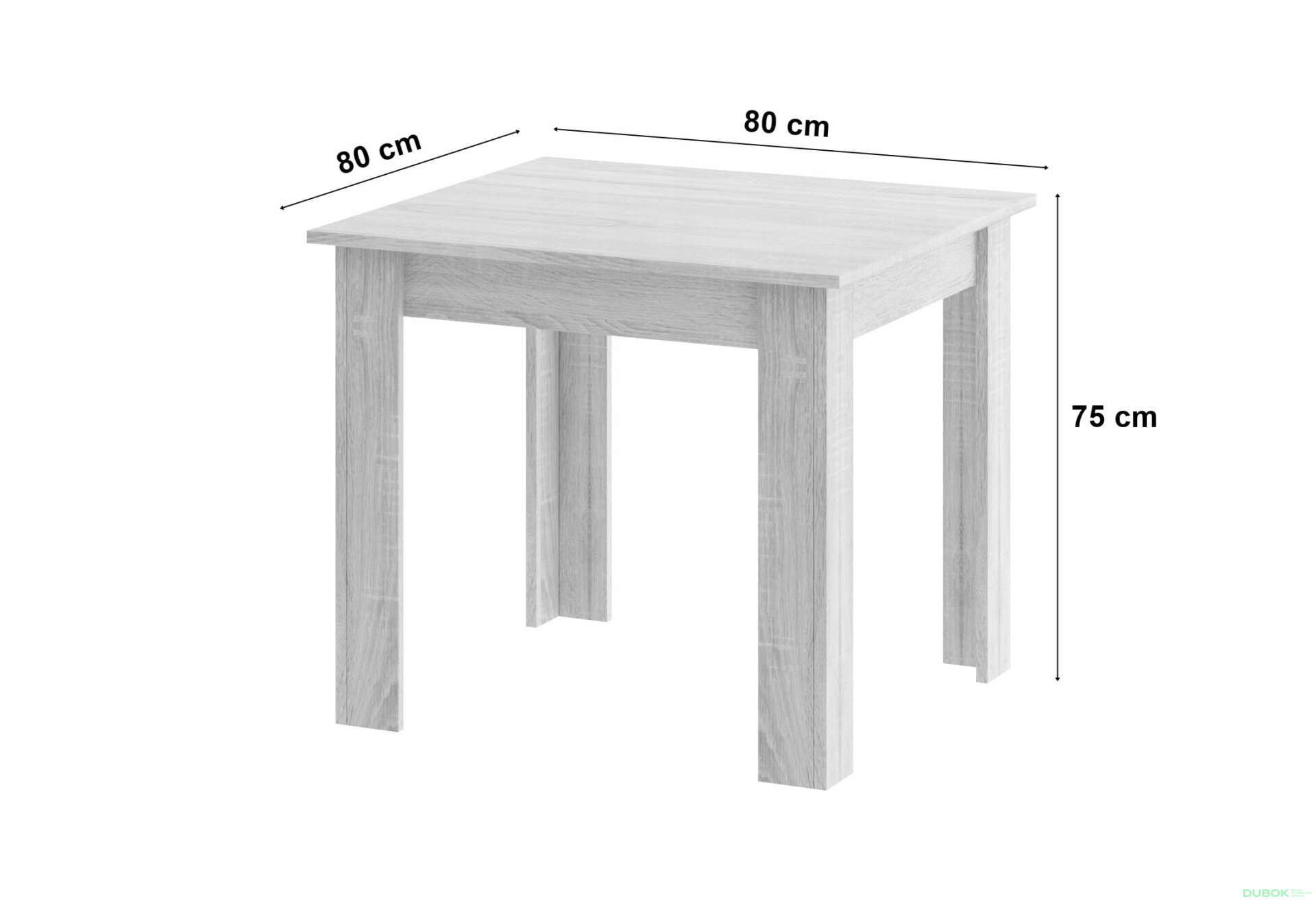 Obrázek 11 - Sada čtvercový stůl 80x80 dub sonoma + 4 židle OSAKA šedé